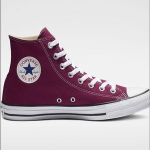 Maroon high top Converse